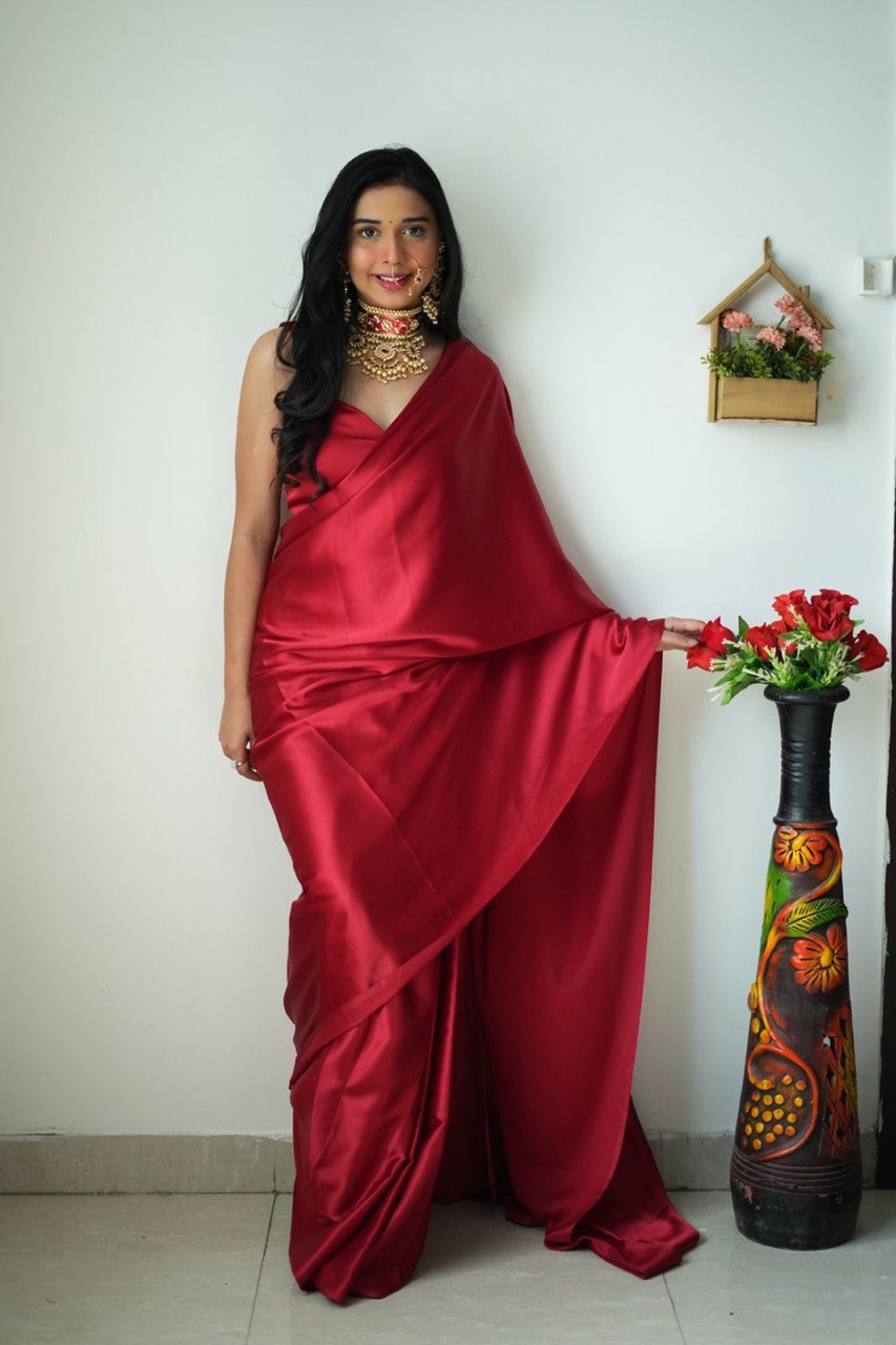 Bollywood Super Hit Ready To Wear Satin Soft Fabric by Icultuer
