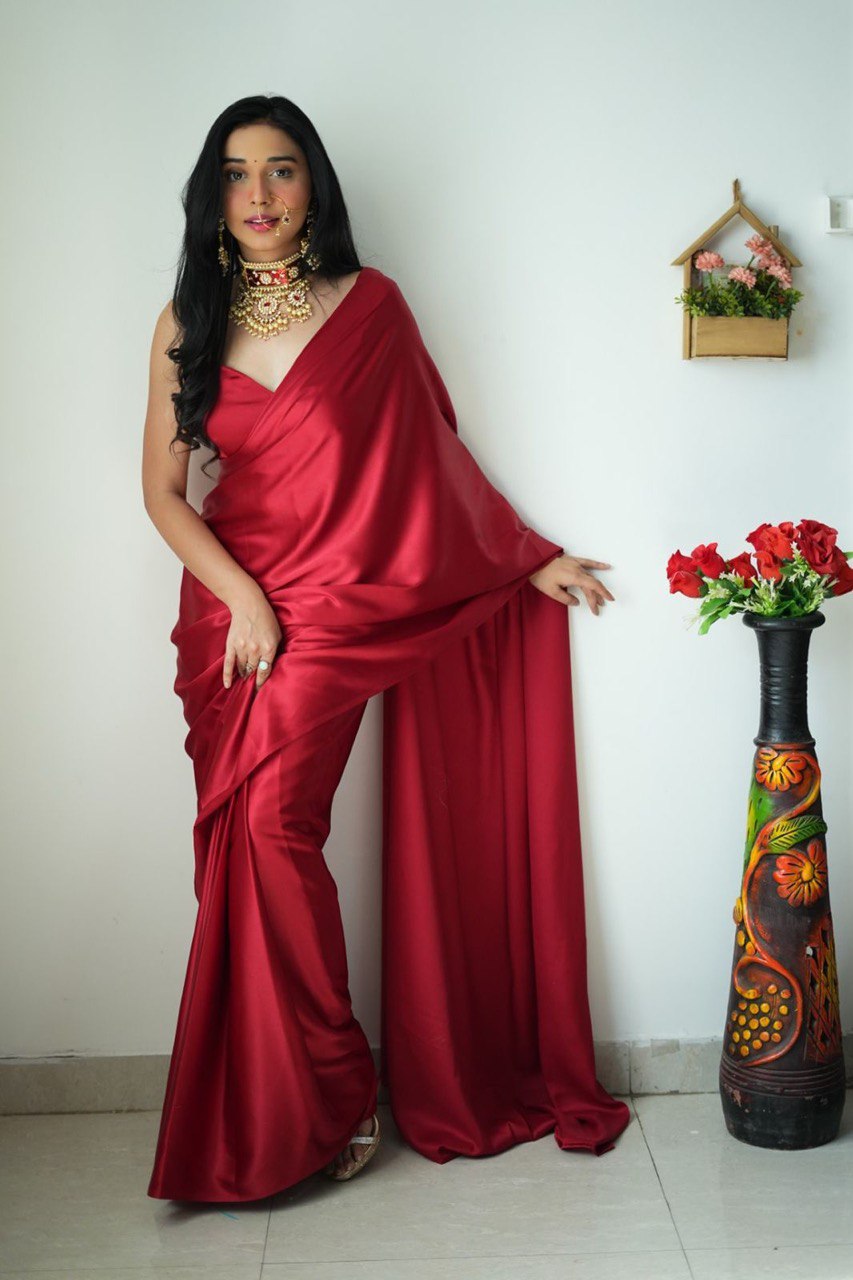 Bollywood Super Hit Ready To Wear Satin Soft Fabric by Icultuer
