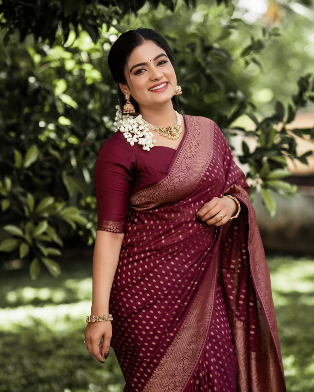 icultural Banarasi Silk Saree with Traditional Woven Pallu & Border