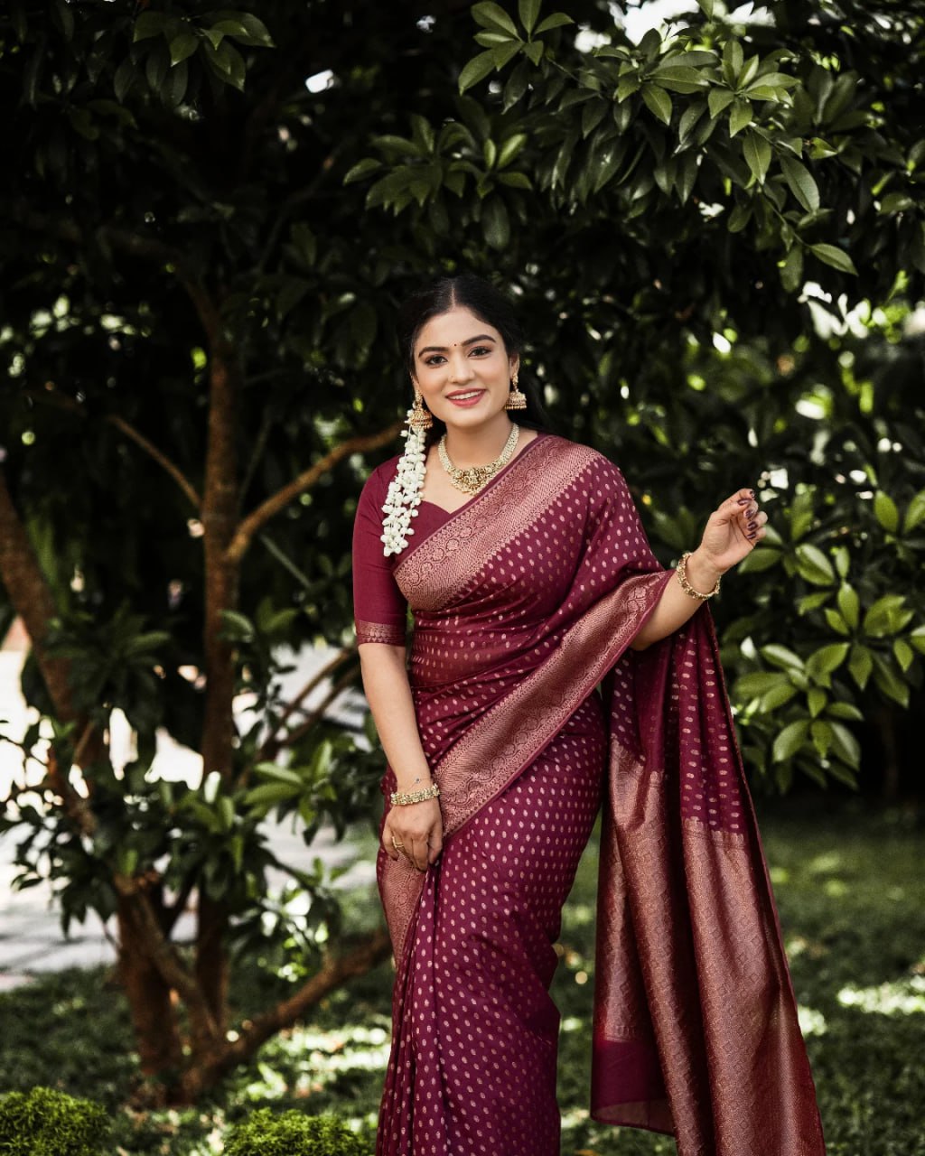 icultural Banarasi Silk Saree with Traditional Woven Pallu & Border