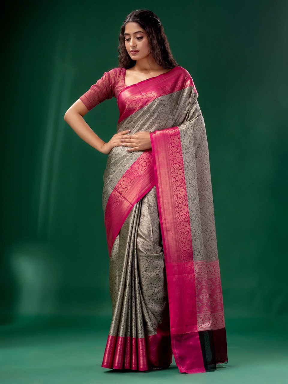 Grey Mashtani Weaving Silk Banarasi by Icultuer