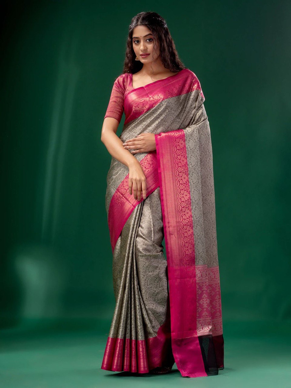Grey Mashtani Weaving Silk Banarasi by Icultuer