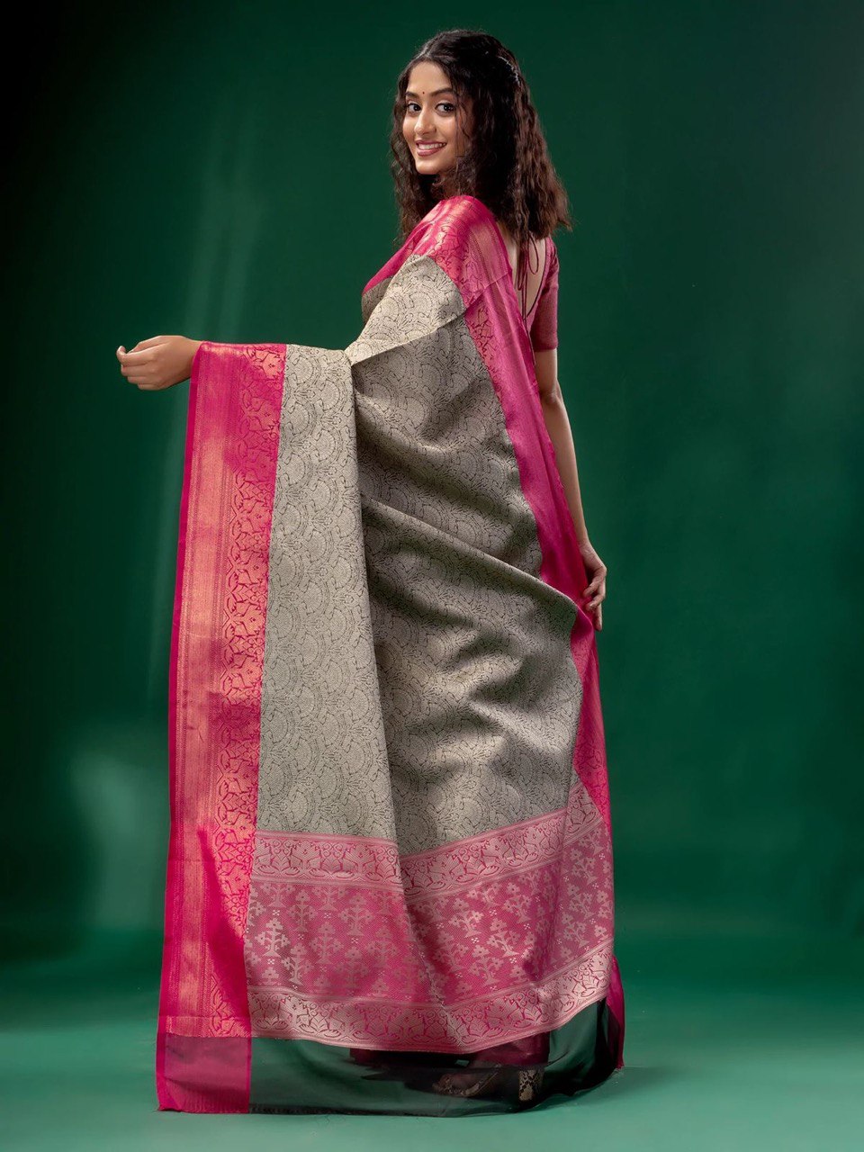 Grey Mashtani Weaving Silk Banarasi by Icultuer