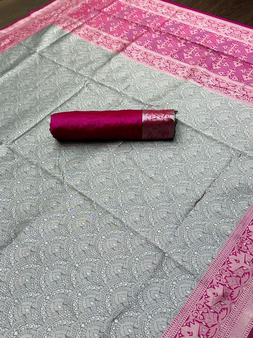 Grey Mashtani Weaving Silk Banarasi by Icultuer