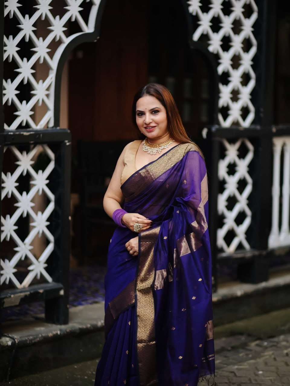 Cotton Silk Saree in Royal Purple