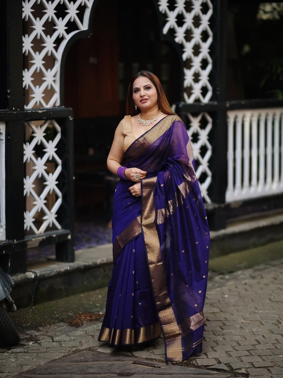 Cotton Silk Saree in Royal Purple