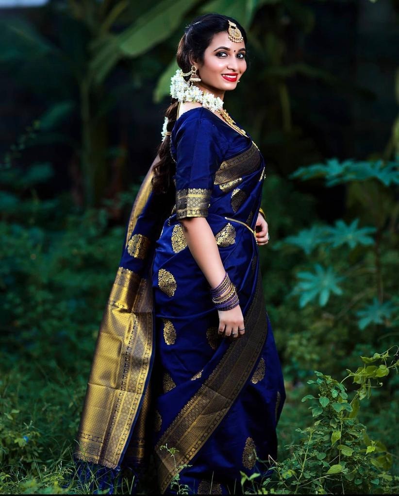 icultural – Blue Soft Banarasi Silk Saree with Jacquard Weaving