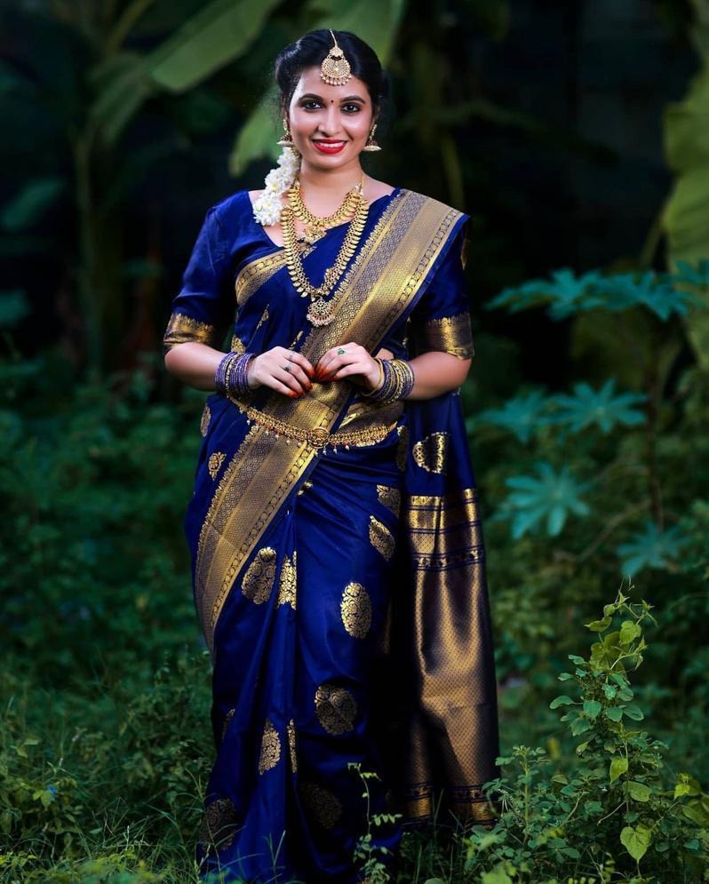 icultural – Blue Soft Banarasi Silk Saree with Jacquard Weaving