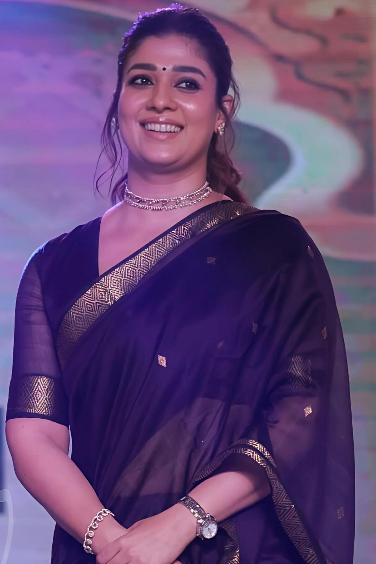 Purple Pure Linen Silk Saree with Zari Weaving