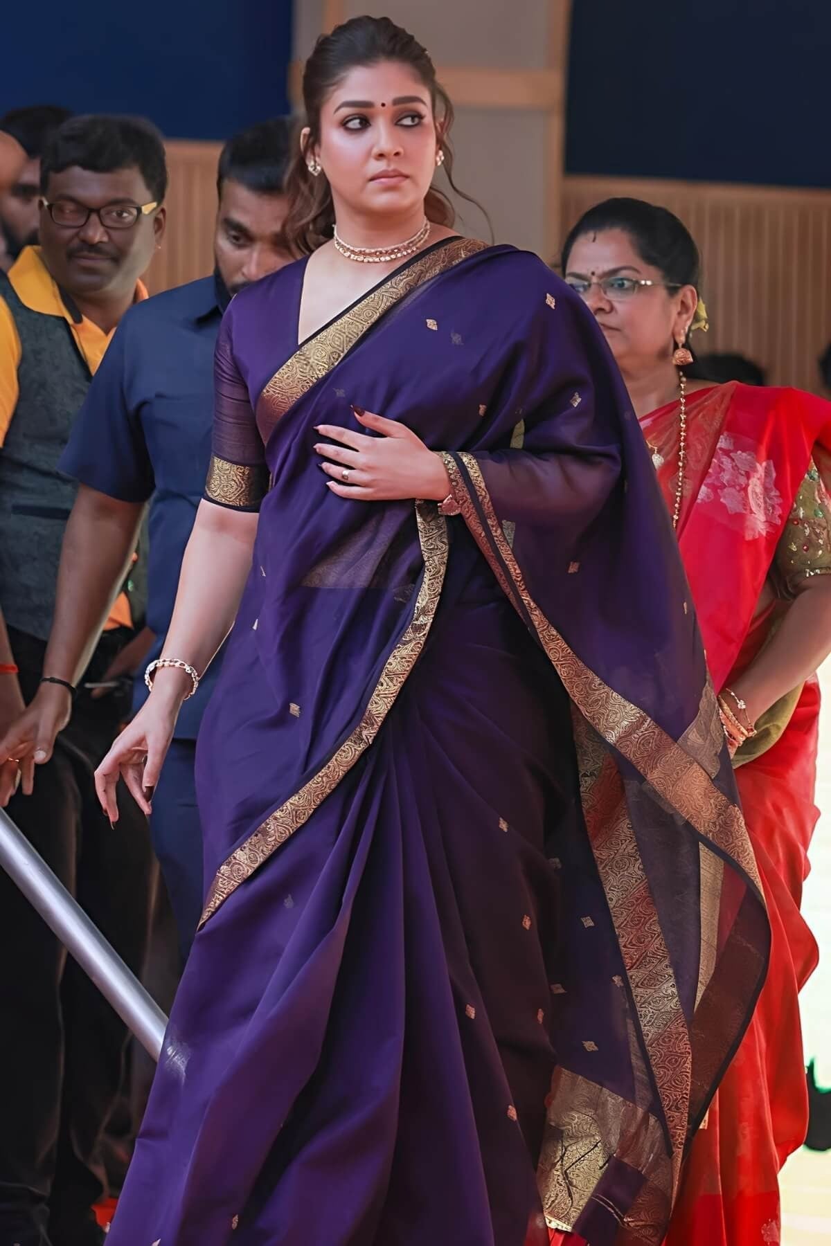 Purple Pure Linen Silk Saree with Zari Weaving
