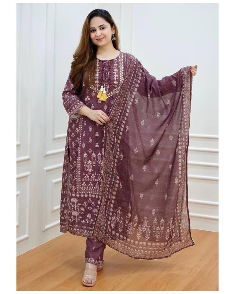 Maroon Muslin Soft Kurti Set Pant with Dupatta